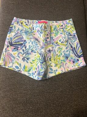 Lilly Pulitzer Pastel Floral & Seafoam Print Cotton Shorts